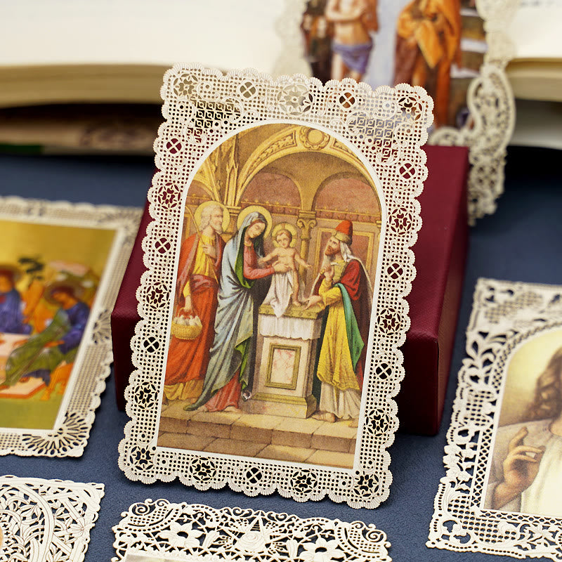 Christianartworkshop Aufwendig gearbeitetes Lesezeichen mit Heiligenbildmotiv und kunstvollem Blumenrand: Eine Erinnerung an göttliche Schönheit - H - image 10