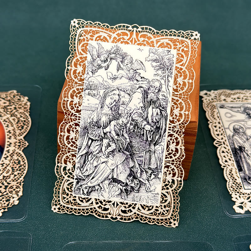 Christianartworkshop Aufwendig gearbeitetes Lesezeichen mit Heiligenbildmotiv und kunstvollem Blumenrand: Eine Erinnerung an göttliche Schönheit - Q - image 21