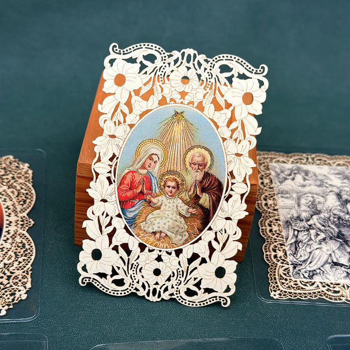 Christianartworkshop Aufwendig gearbeitetes Lesezeichen mit Heiligenbildmotiv und kunstvollem Blumenrand: Eine Erinnerung an göttliche Schönheit - P - image 20