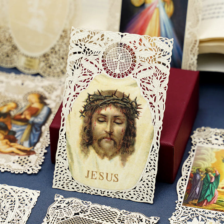 Christianartworkshop Aufwendig gearbeitetes Lesezeichen mit Heiligenbildmotiv und kunstvollem Blumenrand: Eine Erinnerung an göttliche Schönheit - N - image 18