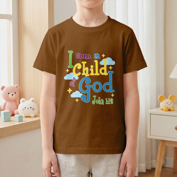 Christianartworkshop Aufmunterndes, verspieltes Wolken- und Sternenmotiv – Ich bin ein Kind Gottes (Johannes 1,12) – Kinder-T-Shirt - image 20