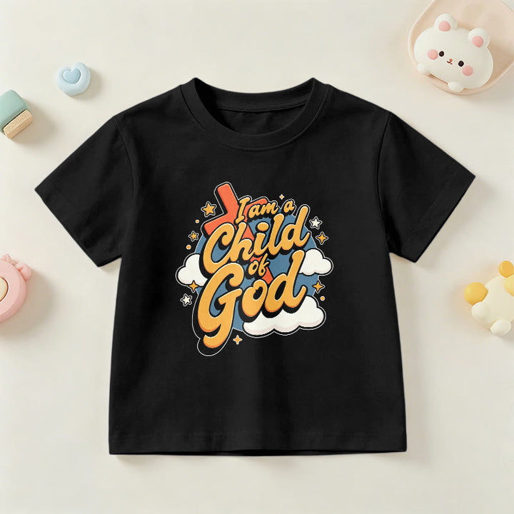 Christianartworkshop Verspieltes Kreuz- und Wolkenmotiv – Ich bin ein Kind Gottes – Kinder-T-Shirt - Schwarz - US/GB/AU 14, EU 170 - image 27