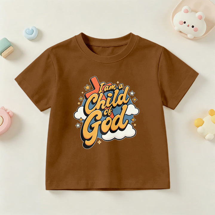 Christianartworkshop Verspieltes Kreuz- und Wolkenmotiv – Ich bin ein Kind Gottes – Kinder-T-Shirt - Braun - US/GB/AU 14, EU 170 - image 21