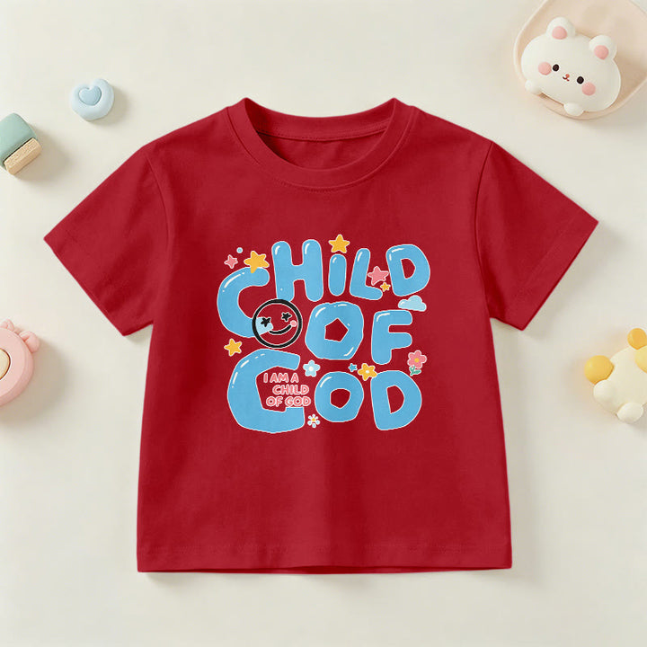 Christianartworkshop Kinder-T-Shirt mit verspieltem Smiley-Gesicht und Blumenmuster – Kind Gottes - Rot - US/GB/AU 14, EU 170 - image 12