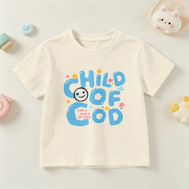 Christianartworkshop Kinder-T-Shirt mit verspieltem Smiley-Gesicht und Blumenmuster – Kind Gottes - Beige - US/GB/AU 14, EU 170 - image 24