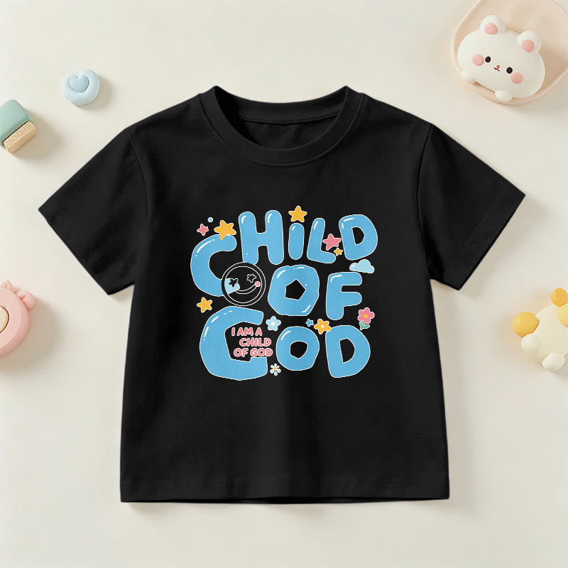Christianartworkshop Kinder-T-Shirt mit verspieltem Smiley-Gesicht und Blumenmuster – Kind Gottes - Schwarz - US/GB/AU 14, EU 170 - image 27