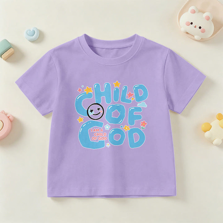 Christianartworkshop Kinder-T-Shirt mit verspieltem Smiley-Gesicht und Blumenmuster – Kind Gottes - Lila - US/GB/AU 14, EU 170 - image 9