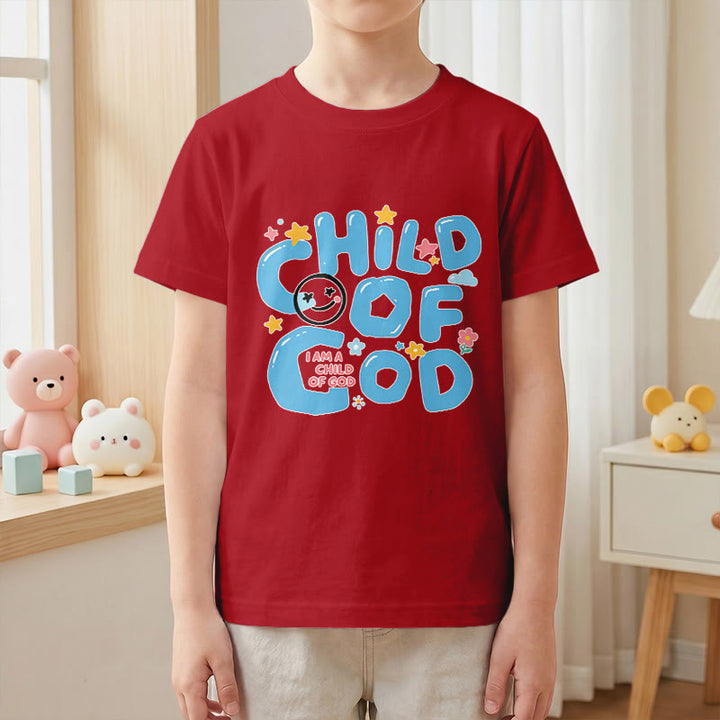 Christianartworkshop Kinder-T-Shirt mit verspieltem Smiley-Gesicht und Blumenmuster – Kind Gottes - image 13