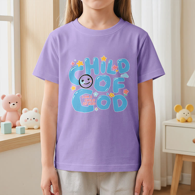 Christianartworkshop Kinder-T-Shirt mit verspieltem Smiley-Gesicht und Blumenmuster – Kind Gottes - image 11