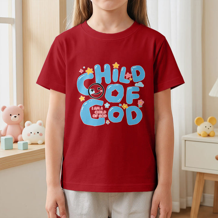 Christianartworkshop Kinder-T-Shirt mit verspieltem Smiley-Gesicht und Blumenmuster – Kind Gottes - image 14