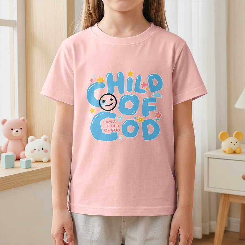 Christianartworkshop Kinder-T-Shirt mit verspieltem Smiley-Gesicht und Blumenmuster – Kind Gottes - image 17
