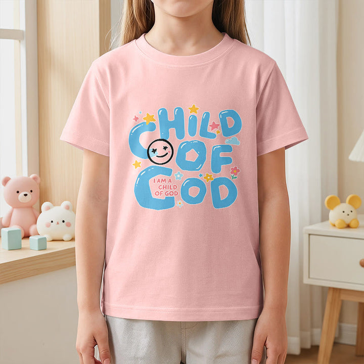 Christianartworkshop Kinder-T-Shirt mit verspieltem Smiley-Gesicht und Blumenmuster – Kind Gottes - image 17