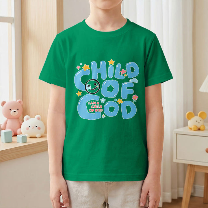 Christianartworkshop Kinder-T-Shirt mit verspieltem Smiley-Gesicht und Blumenmuster – Kind Gottes - image 19