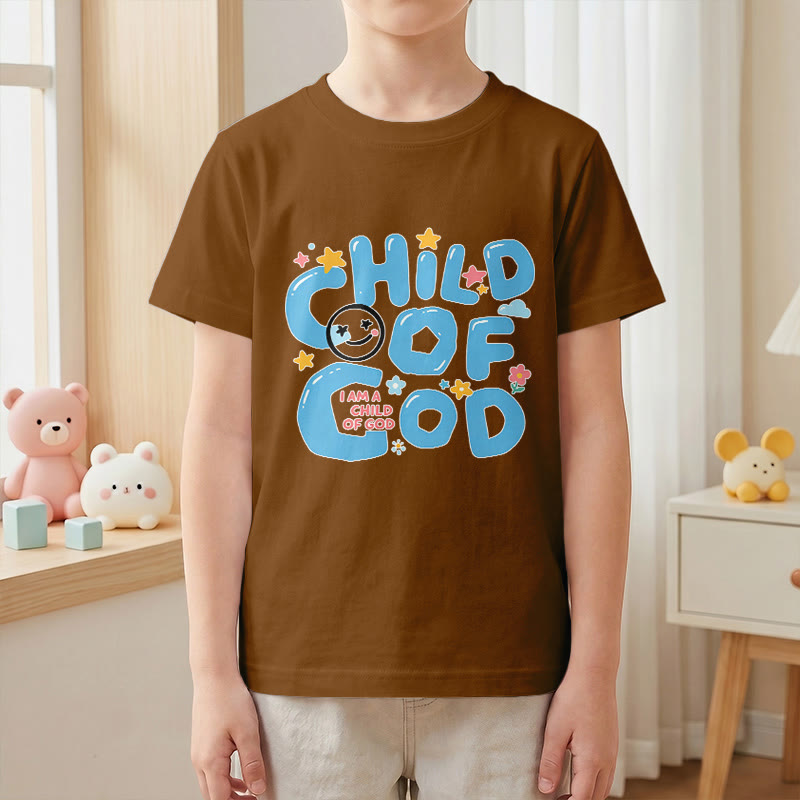 Christianartworkshop Kinder-T-Shirt mit verspieltem Smiley-Gesicht und Blumenmuster – Kind Gottes - image 22
