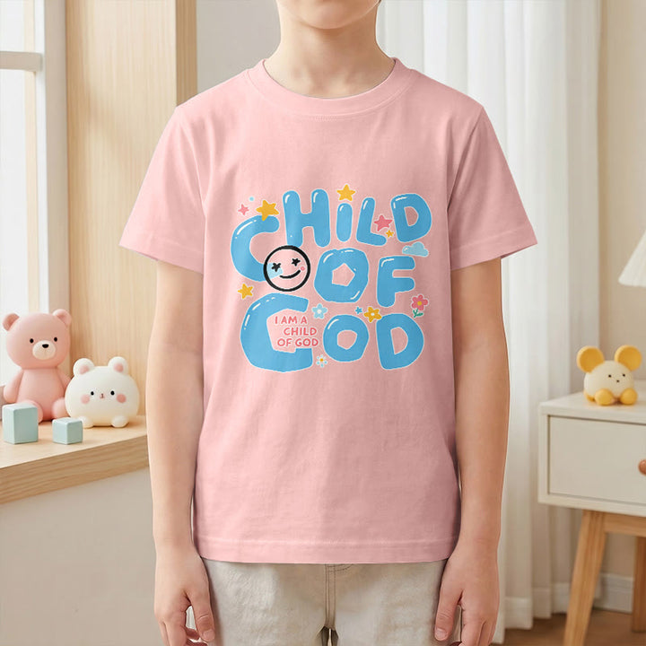 Christianartworkshop Kinder-T-Shirt mit verspieltem Smiley-Gesicht und Blumenmuster – Kind Gottes - image 16