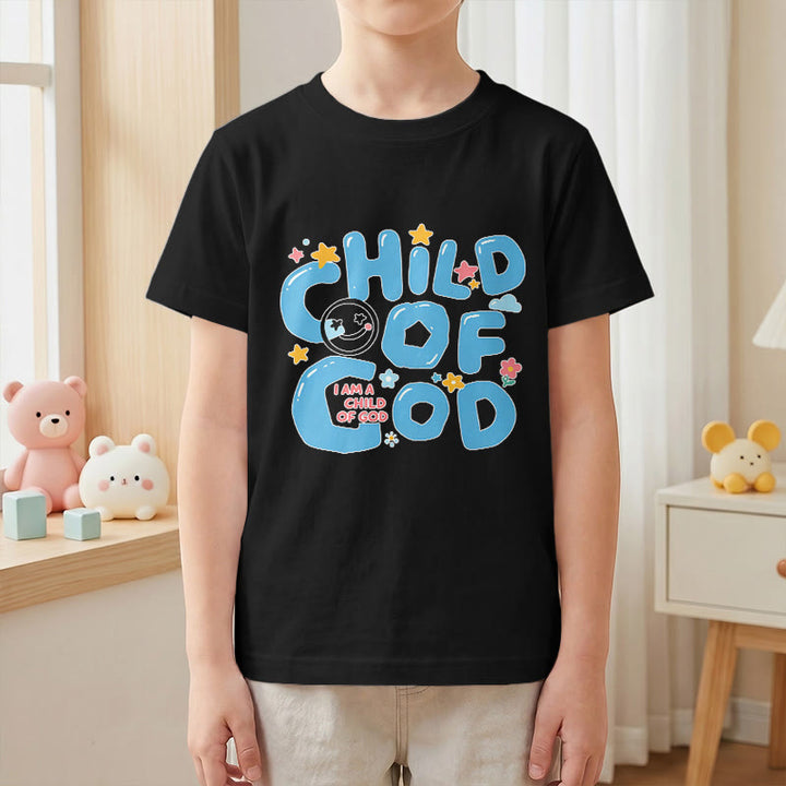 Christianartworkshop Kinder-T-Shirt mit verspieltem Smiley-Gesicht und Blumenmuster – Kind Gottes - image 28