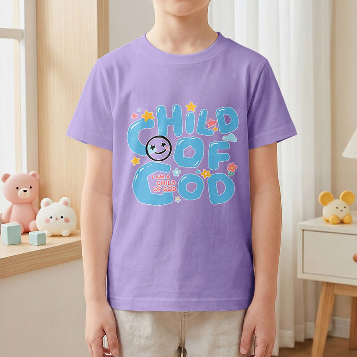 Christianartworkshop Kinder-T-Shirt mit verspieltem Smiley-Gesicht und Blumenmuster – Kind Gottes - image 10