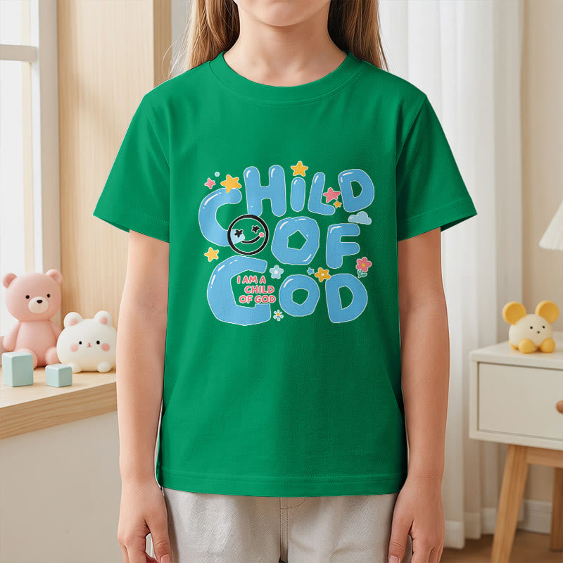 Christianartworkshop Kinder-T-Shirt mit verspieltem Smiley-Gesicht und Blumenmuster – Kind Gottes - image 20