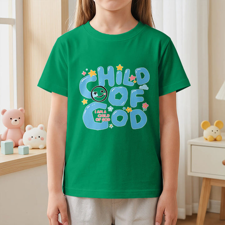 Christianartworkshop Kinder-T-Shirt mit verspieltem Smiley-Gesicht und Blumenmuster – Kind Gottes - image 20