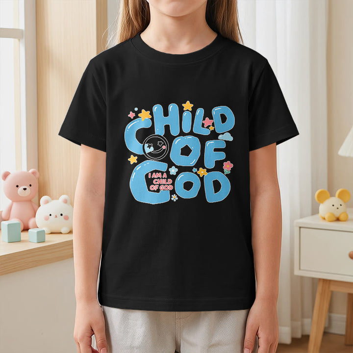 Christianartworkshop Kinder-T-Shirt mit verspieltem Smiley-Gesicht und Blumenmuster – Kind Gottes - image 29
