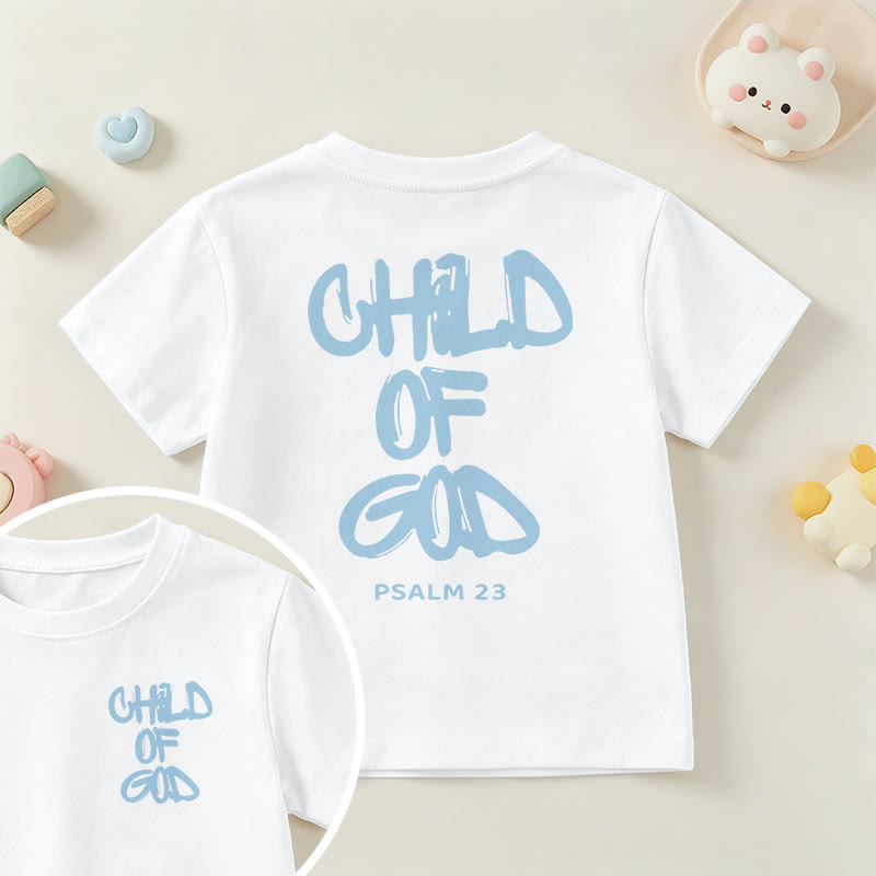 Christianartworkshop Andachts-T-Shirt mit Bibelvers „Kind Gottes“ aus Psalm 23 - Weiß - US/GB/AU 14, EU 170 - image 0
