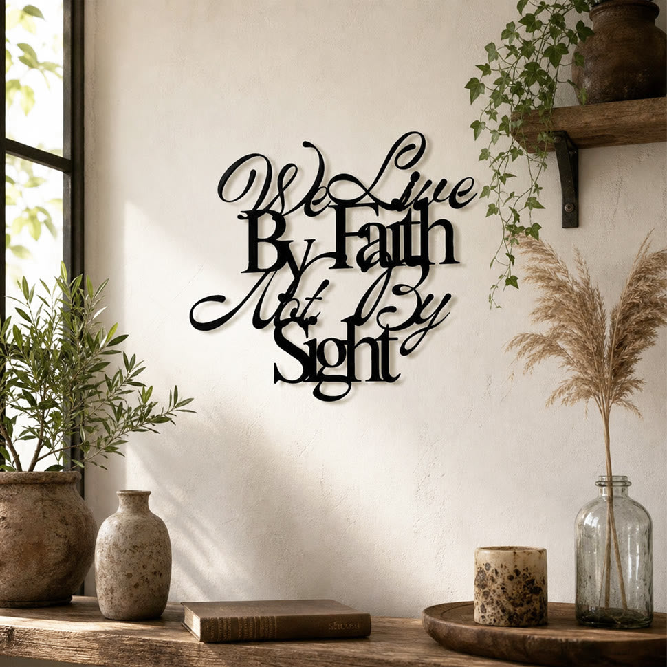 Christianartworkshop Wir leben im Glauben, nicht im Sehen – Wanddeko aus Metall in geschwungener Schrift: Eine kühne Erinnerung daran, dem Unsichtbaren zu vertrauen - image 2