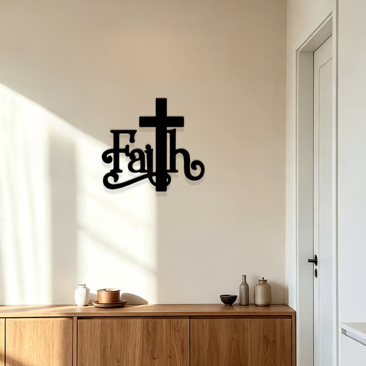 Christianartworkshop Modernes Glaubenskreuz aus Metall als Wanddekoration: Ein kraftvolles Symbol des Glaubens - image 3