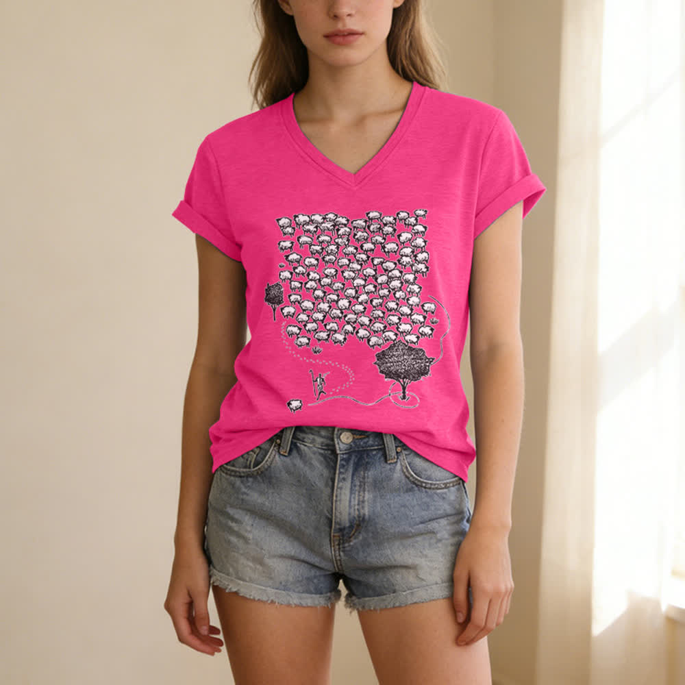 Christianartworkshop T-Shirt mit Schafsherde-Grafikdruck und V-Ausschnitt - image 23