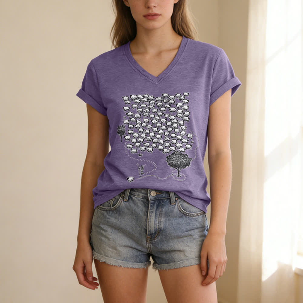 Christianartworkshop T-Shirt mit Schafsherde-Grafikdruck und V-Ausschnitt - image 25