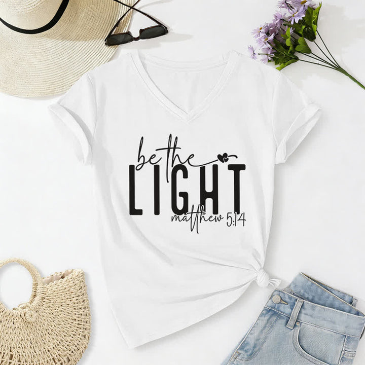 Christianartworkshop Damen-T-Shirt mit V-Ausschnitt und dem Aufdruck „Sei das Licht“ - Weiß - 2XL - image 4