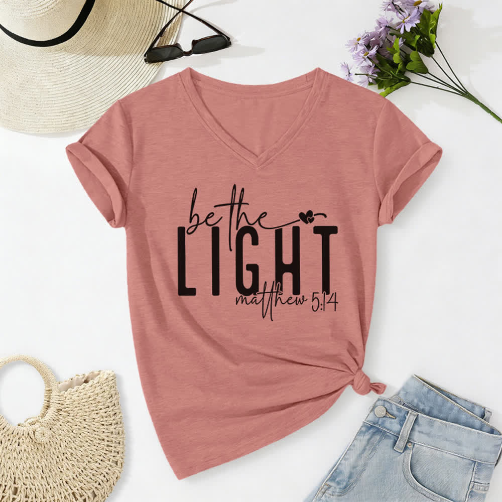 Christianartworkshop Damen-T-Shirt mit V-Ausschnitt und dem Aufdruck „Sei das Licht“ - Hellrosa - 2XL - image 20