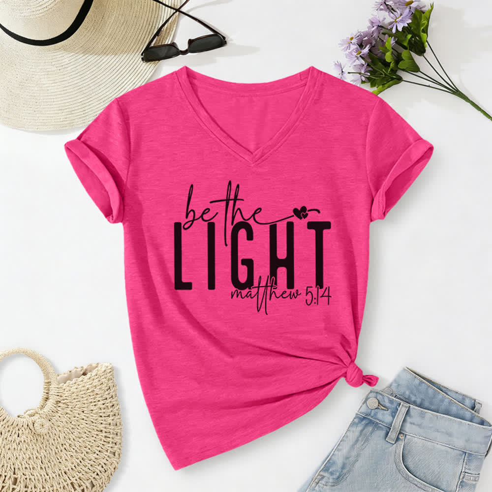 Christianartworkshop Damen-T-Shirt mit V-Ausschnitt und dem Aufdruck „Sei das Licht“ - Rose - 2XL - image 22