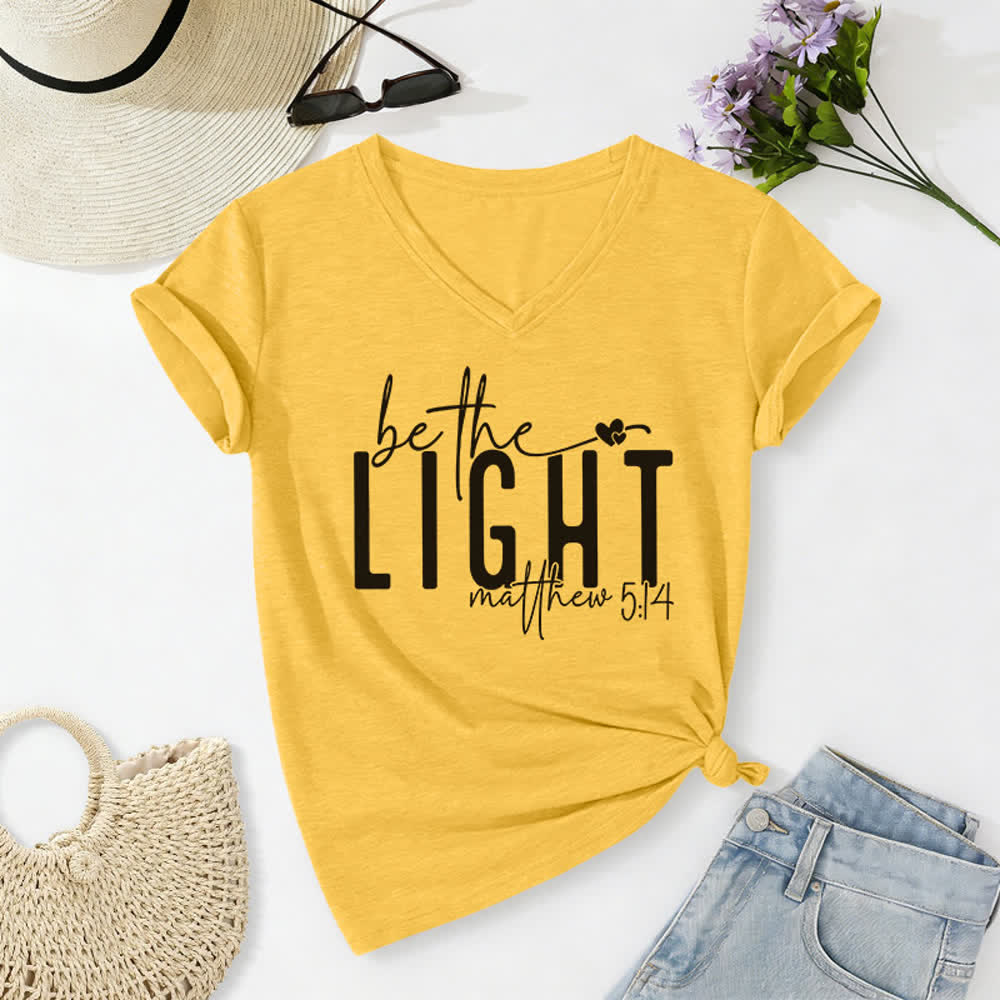 Christianartworkshop Damen-T-Shirt mit V-Ausschnitt und dem Aufdruck „Sei das Licht“ - Gelb - 2XL - image 10