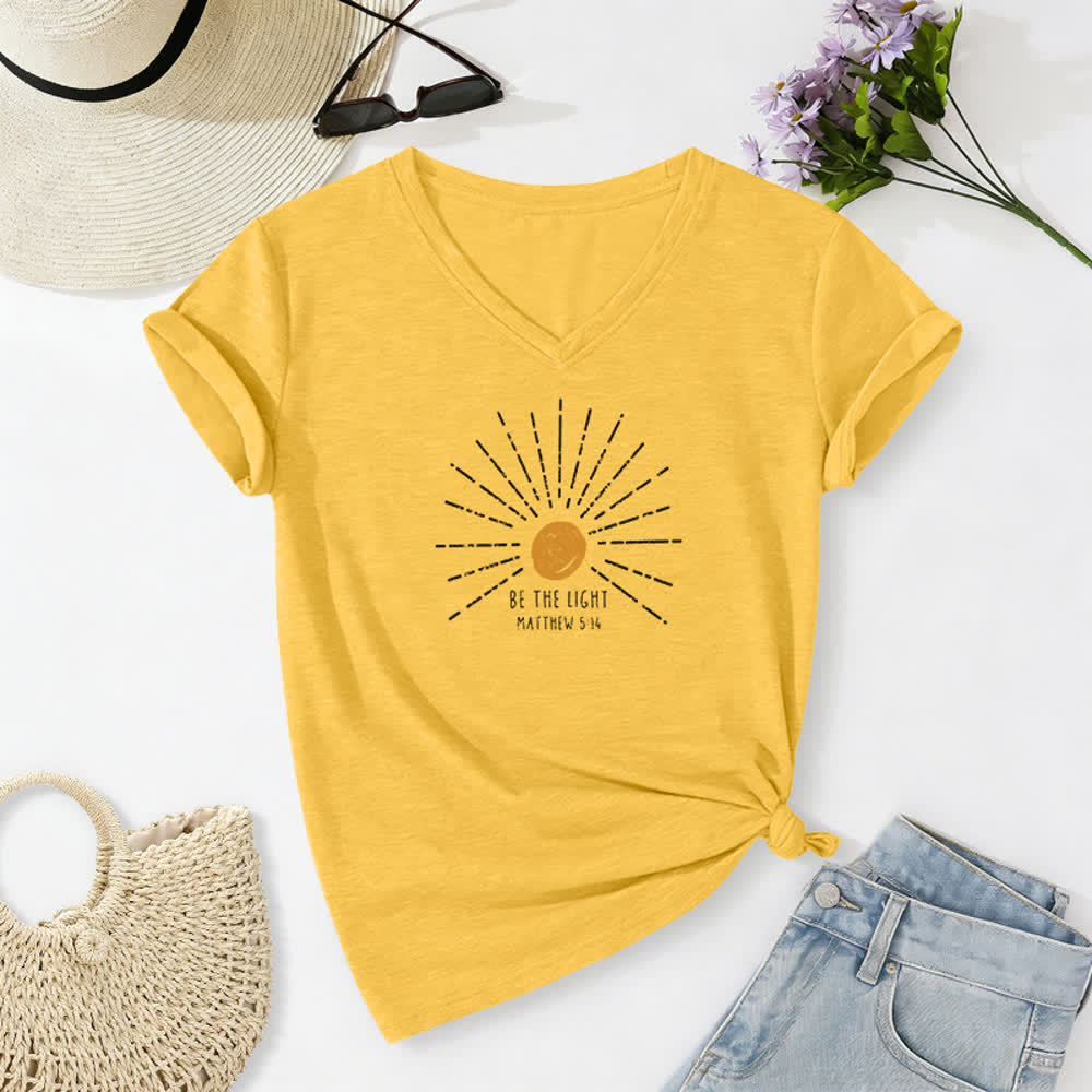 Christianartworkshop Damen-T-Shirt mit V-Ausschnitt und Aufdruck „Sei das Licht“ (Matthäus 5,14) - Gelb - 2XL - image 10