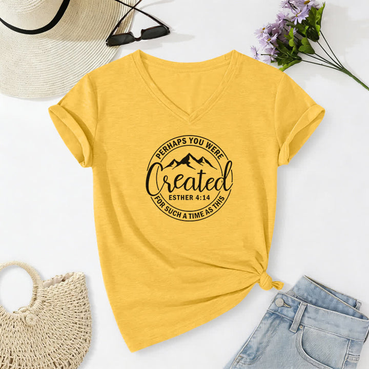 Christianartworkshop Damen-T-Shirt mit V-Ausschnitt und Aufdruck „Vielleicht wurdest du erschaffen“ - Gelb - 2XL - image 10