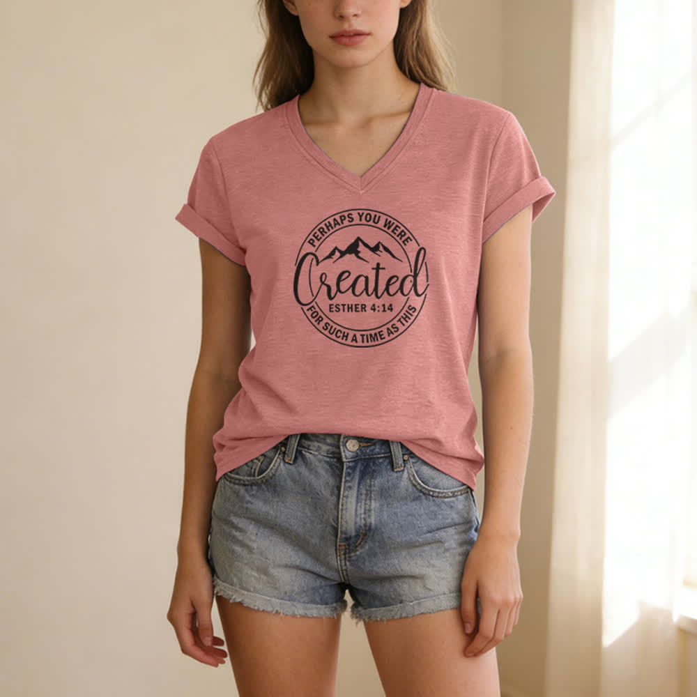 Christianartworkshop Damen-T-Shirt mit V-Ausschnitt und Aufdruck „Vielleicht wurdest du erschaffen“ - image 19