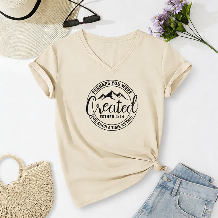 Christianartworkshop Damen-T-Shirt mit V-Ausschnitt und Aufdruck „Vielleicht wurdest du erschaffen“ - Beige - 2XL - image 8