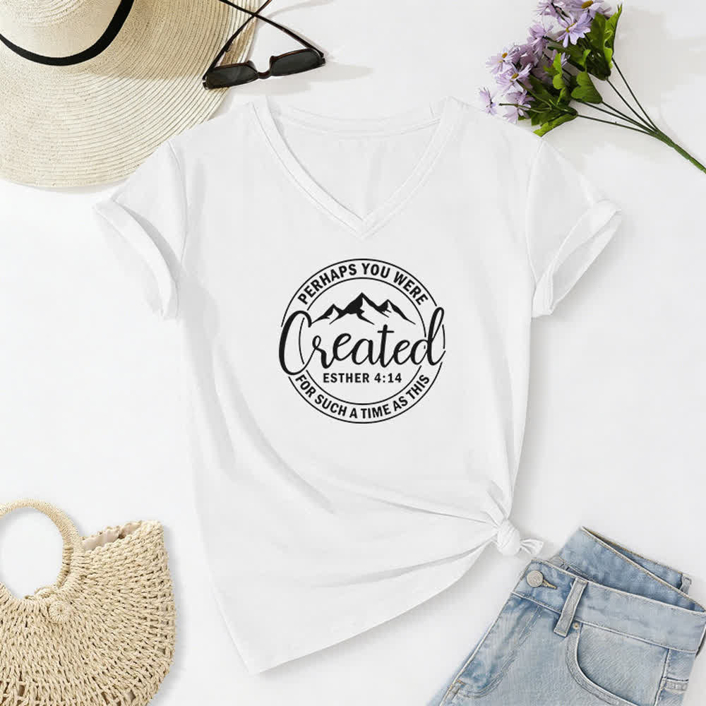 Christianartworkshop Damen-T-Shirt mit V-Ausschnitt und Aufdruck „Vielleicht wurdest du erschaffen“ - Weiß - 2XL - image 4