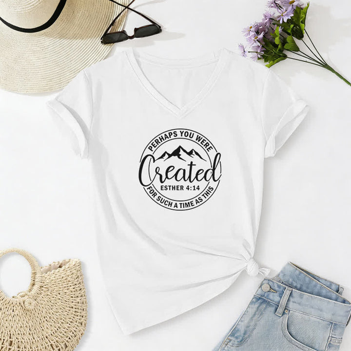 Christianartworkshop Damen-T-Shirt mit V-Ausschnitt und Aufdruck „Vielleicht wurdest du erschaffen“ - Weiß - 2XL - image 4