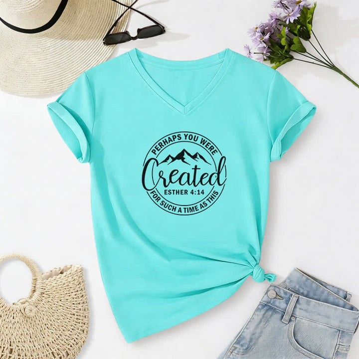 Christianartworkshop Damen-T-Shirt mit V-Ausschnitt und Aufdruck „Vielleicht wurdest du erschaffen“ - Himmelblau - 2XL - image 16