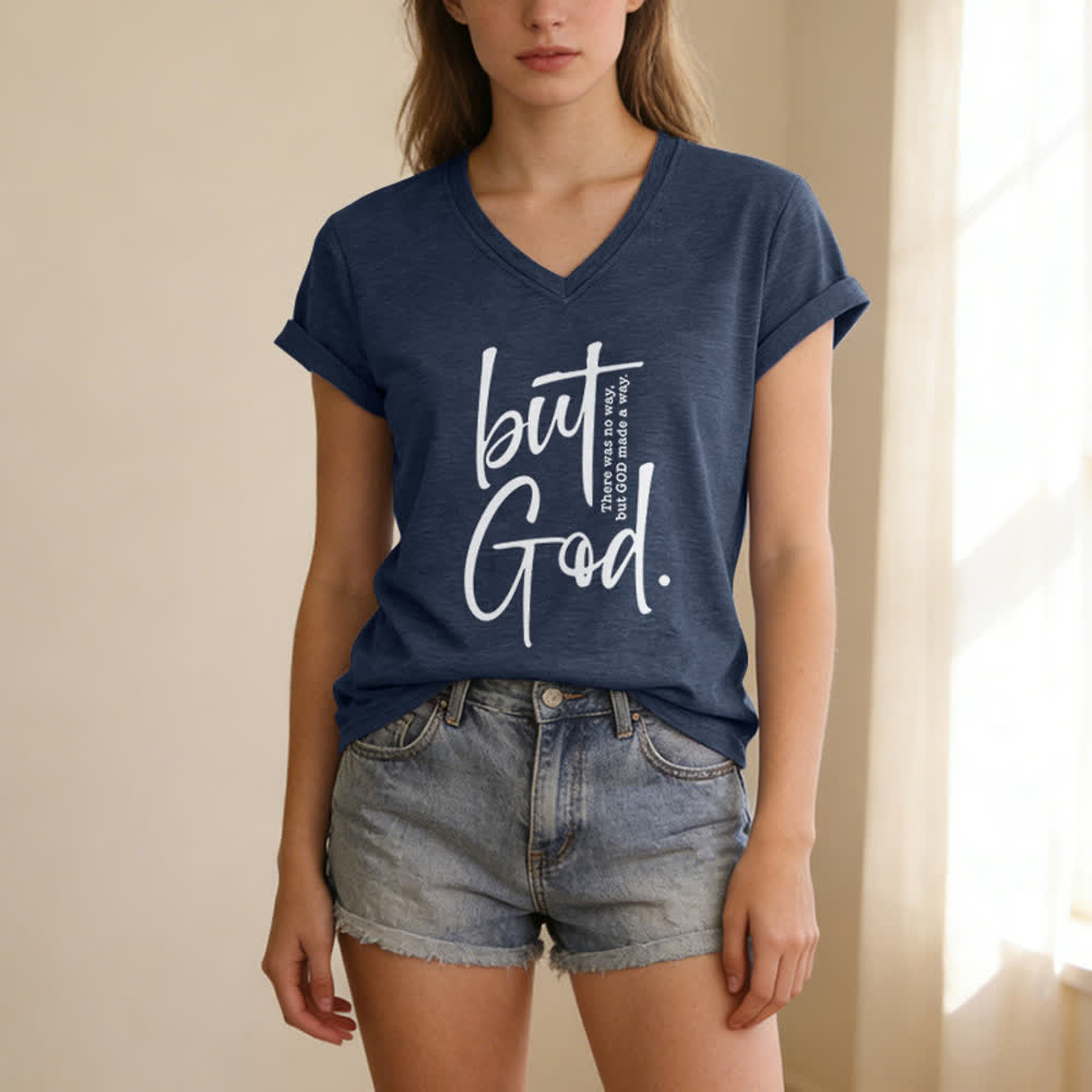 Christianartworkshop Damen-T-Shirt mit Bibelvers-Print „Glaube, aber Gott“ und V-Ausschnitt - image 17