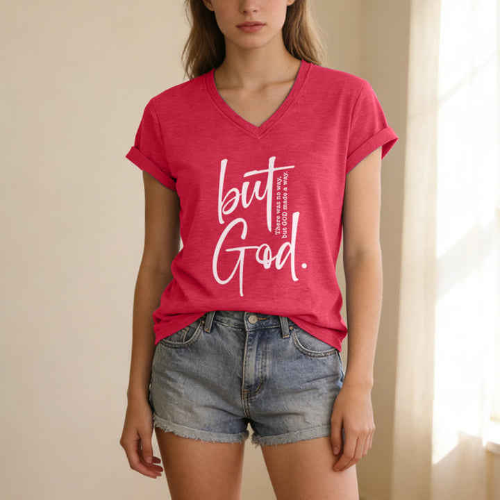Christianartworkshop Damen-T-Shirt mit Bibelvers-Print „Glaube, aber Gott“ und V-Ausschnitt - image 21