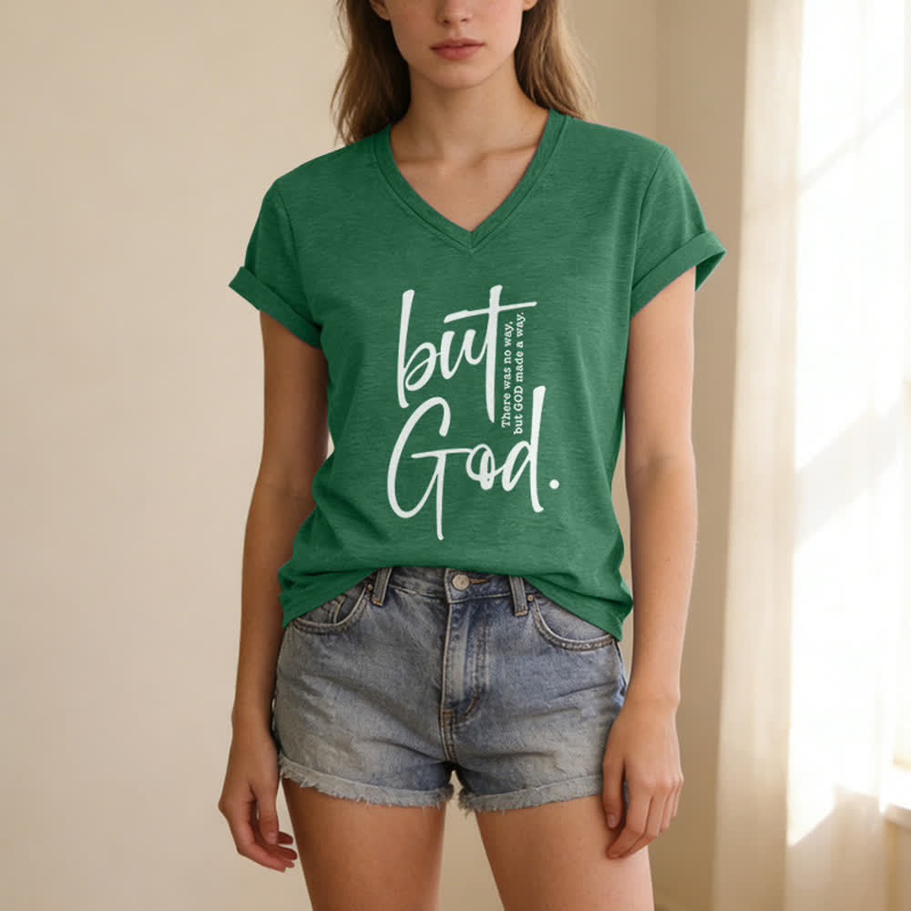 Christianartworkshop Damen-T-Shirt mit Bibelvers-Print „Glaube, aber Gott“ und V-Ausschnitt - image 13
