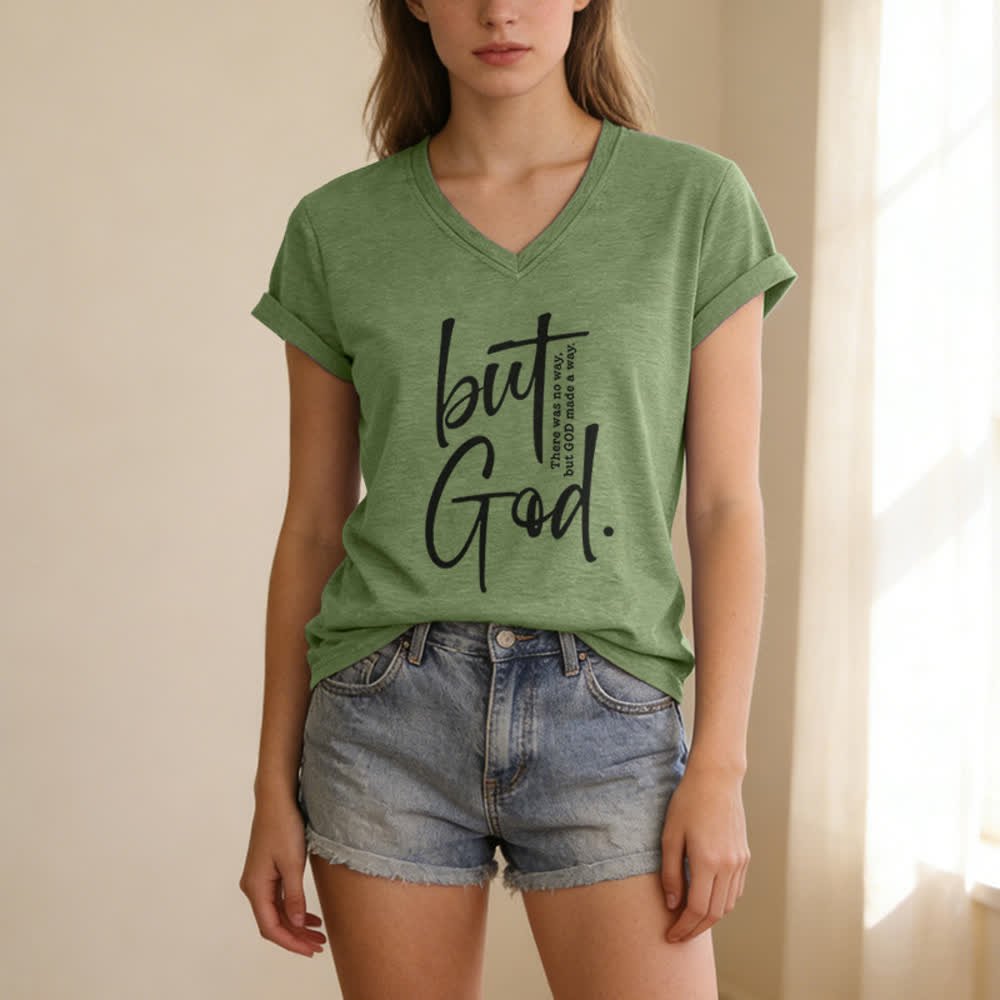 Christianartworkshop Damen-T-Shirt mit Bibelvers-Print „Glaube, aber Gott“ und V-Ausschnitt - image 11
