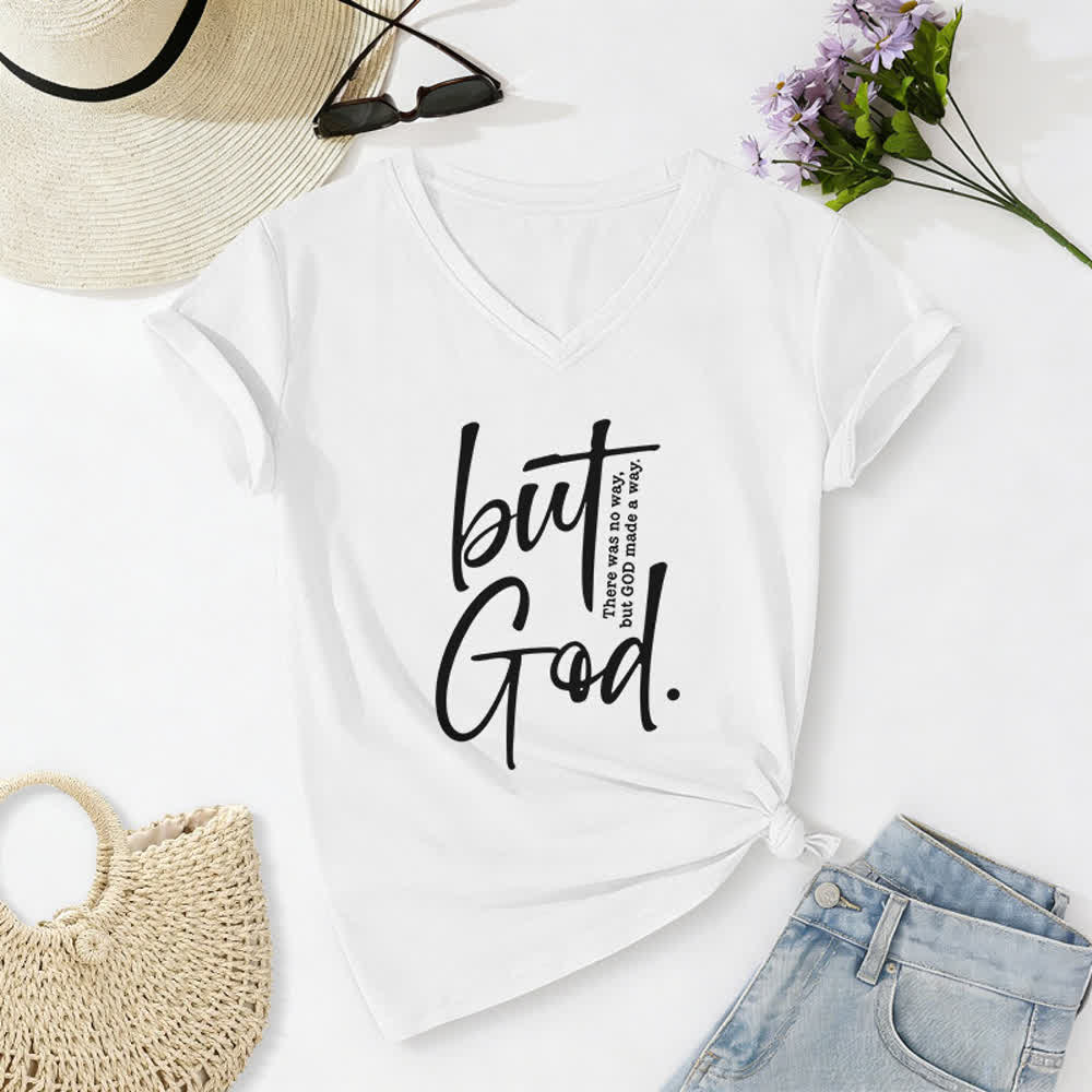 Christianartworkshop Damen-T-Shirt mit Bibelvers-Print „Glaube, aber Gott“ und V-Ausschnitt - Weiß - 2XL - image 0
