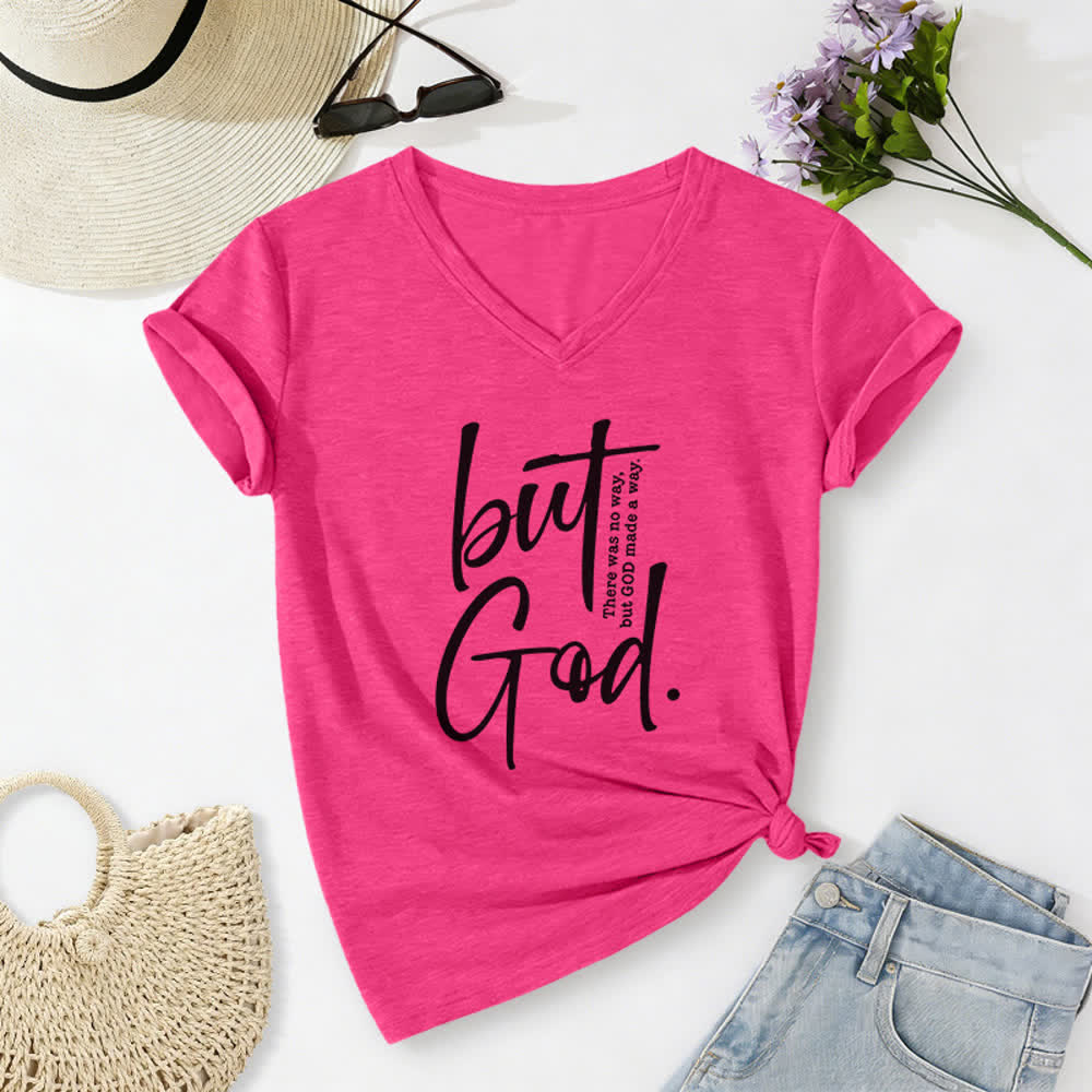 Christianartworkshop Damen-T-Shirt mit Bibelvers-Print „Glaube, aber Gott“ und V-Ausschnitt - Rose - 2XL - image 22