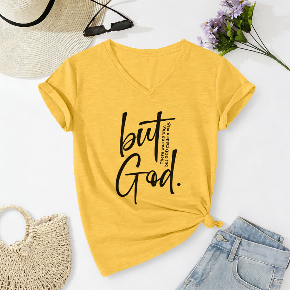 Christianartworkshop Damen-T-Shirt mit Bibelvers-Print „Glaube, aber Gott“ und V-Ausschnitt - Gelb - 2XL - image 8