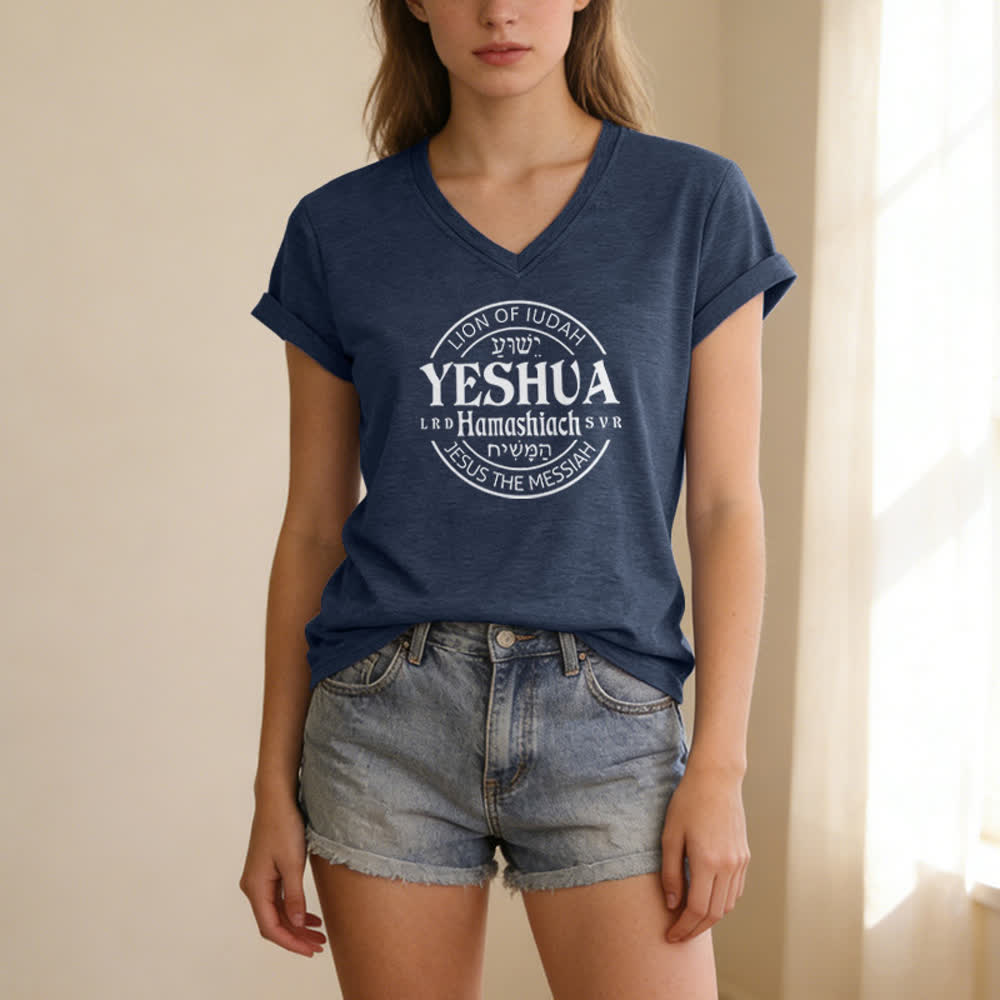 Christianartworkshop Damen-T-Shirt mit Löwenmotiv von Juda und Yeshua, bedruckt, V-Ausschnitt - image 17