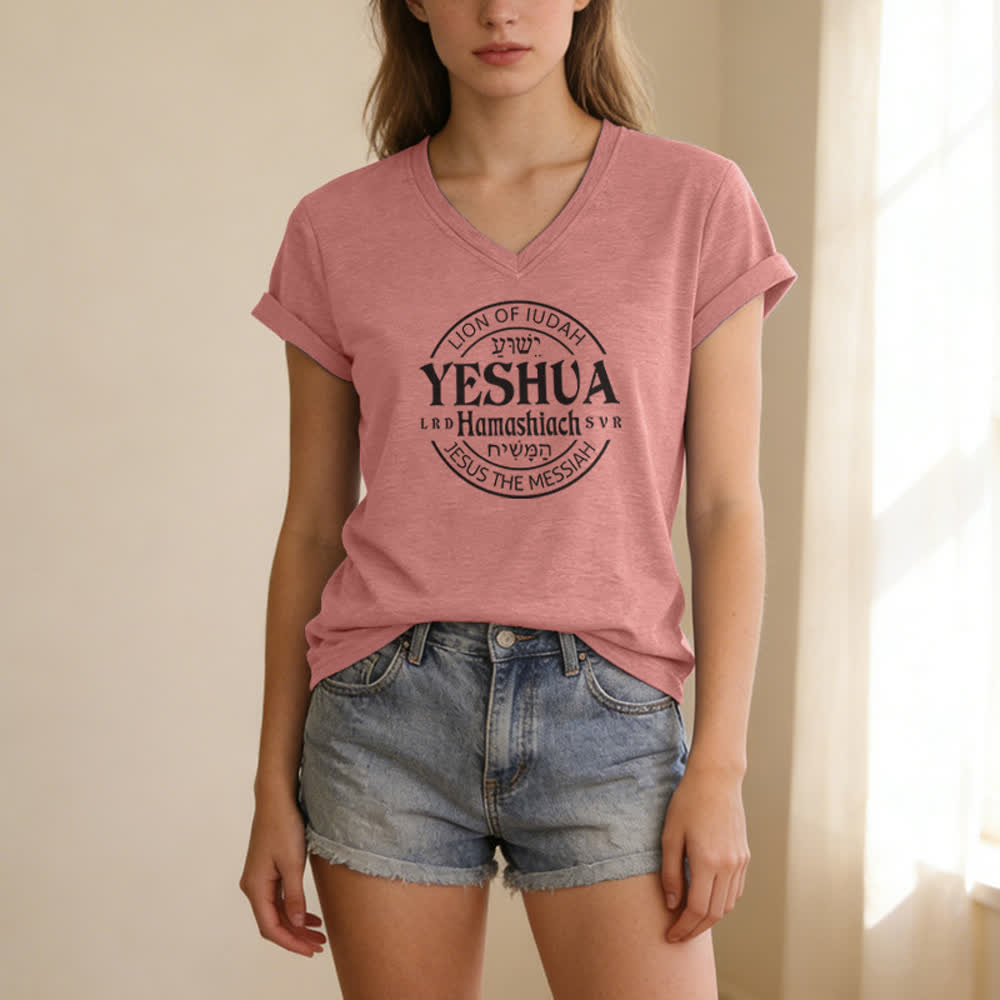 Christianartworkshop Damen-T-Shirt mit Löwenmotiv von Juda und Yeshua, bedruckt, V-Ausschnitt - image 19