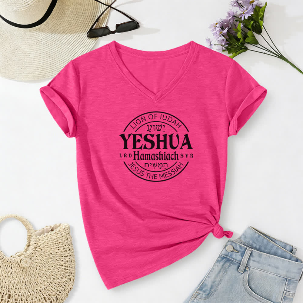 Christianartworkshop Damen-T-Shirt mit Löwenmotiv von Juda und Yeshua, bedruckt, V-Ausschnitt - Rose - 2XL - image 22